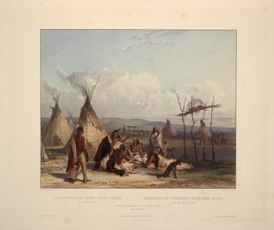 Funeral Scaffold of a Sioux Chief by Karl Bodmer